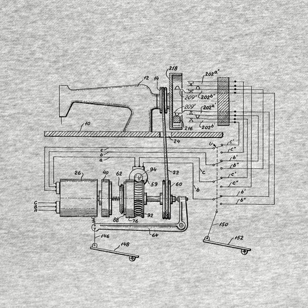 Driving Arrangements for Sewing Machine Vintage Patent Hand Drawing by TheYoungDesigns